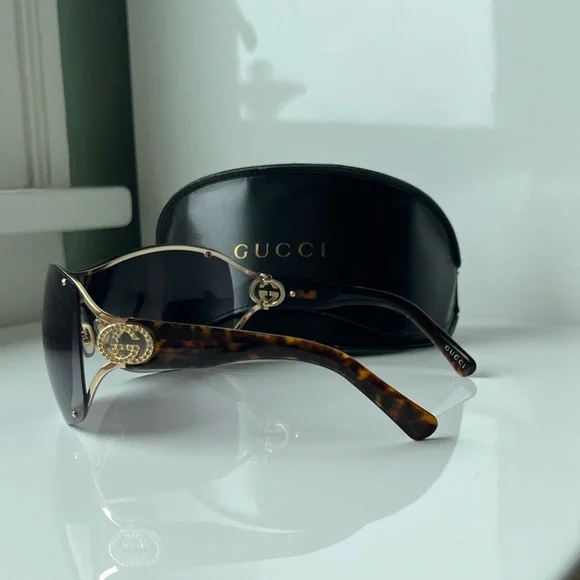Gucci sunglasses with case crystal GG logo 2808/S tortoise